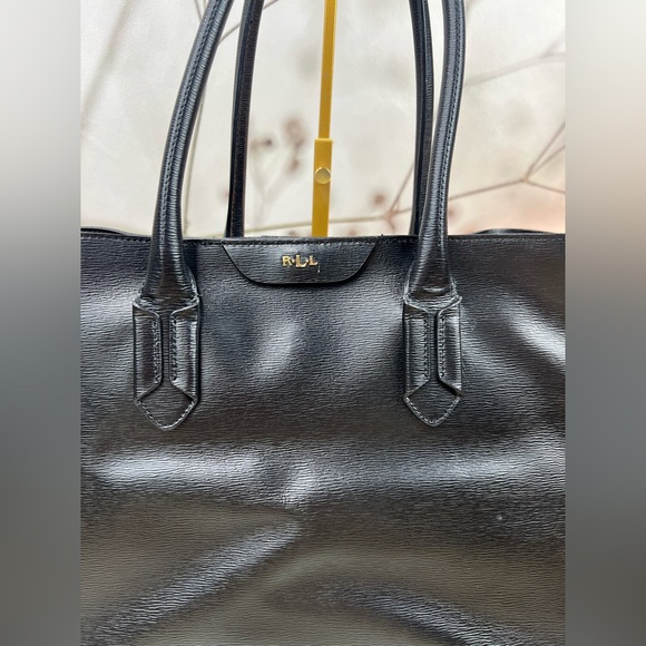 Lauren Ralph Lauren Black Saffiano Leather Tote Bag - Picture 2 of 14